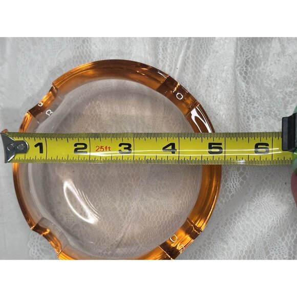 Carnival Glass Orange Pink Dish Trinket Holder Iridescent Retro Smoking Gift 5" - Picture 3 of 5